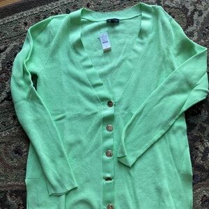NWT Talbots Pistachio Green Grosgrain Trim Cardigan S